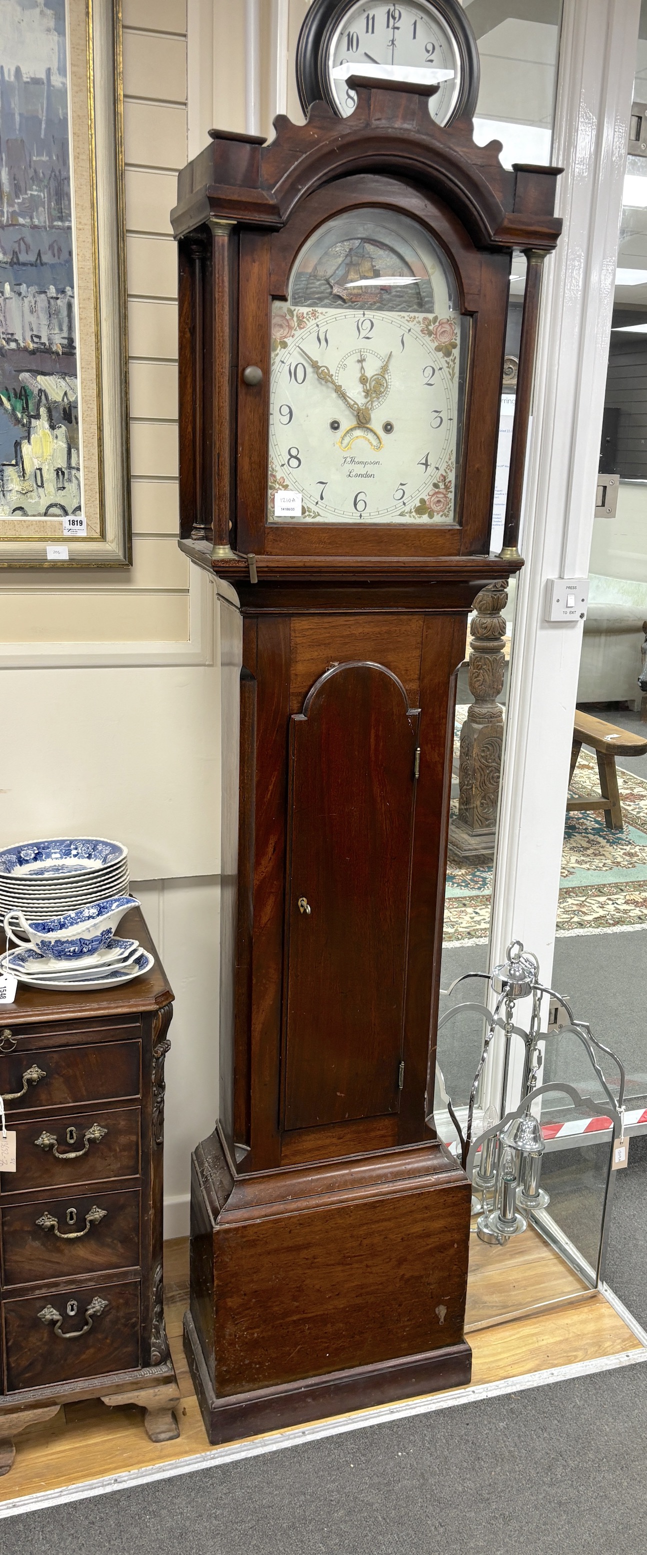 An early 19th century mahogany eight day longcase clock, marked Thompson of London, height 214cm